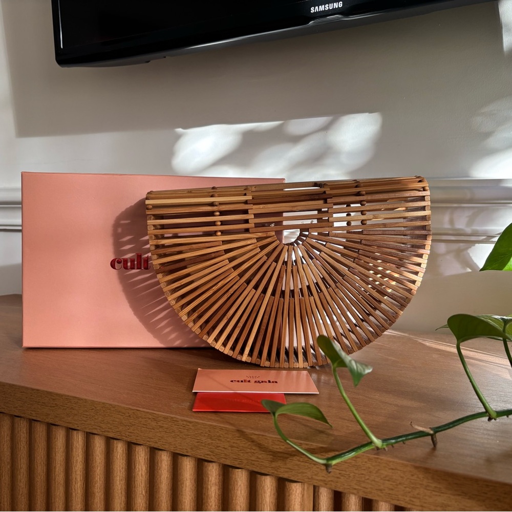 Cult Gaia Bamboo Tan Clutch